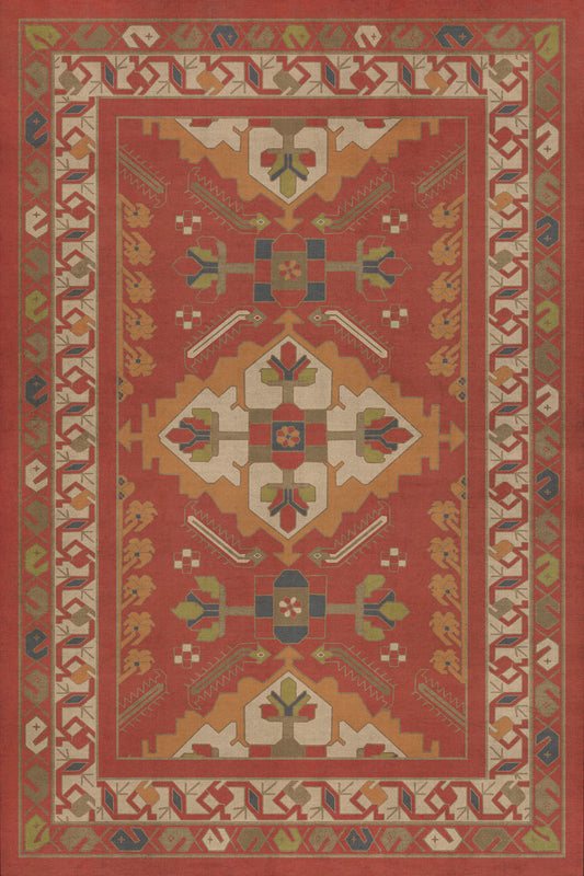 Persian Bazaar - Hamadan - Arkadas 24x36 Vintage Vinyl Floorcloth