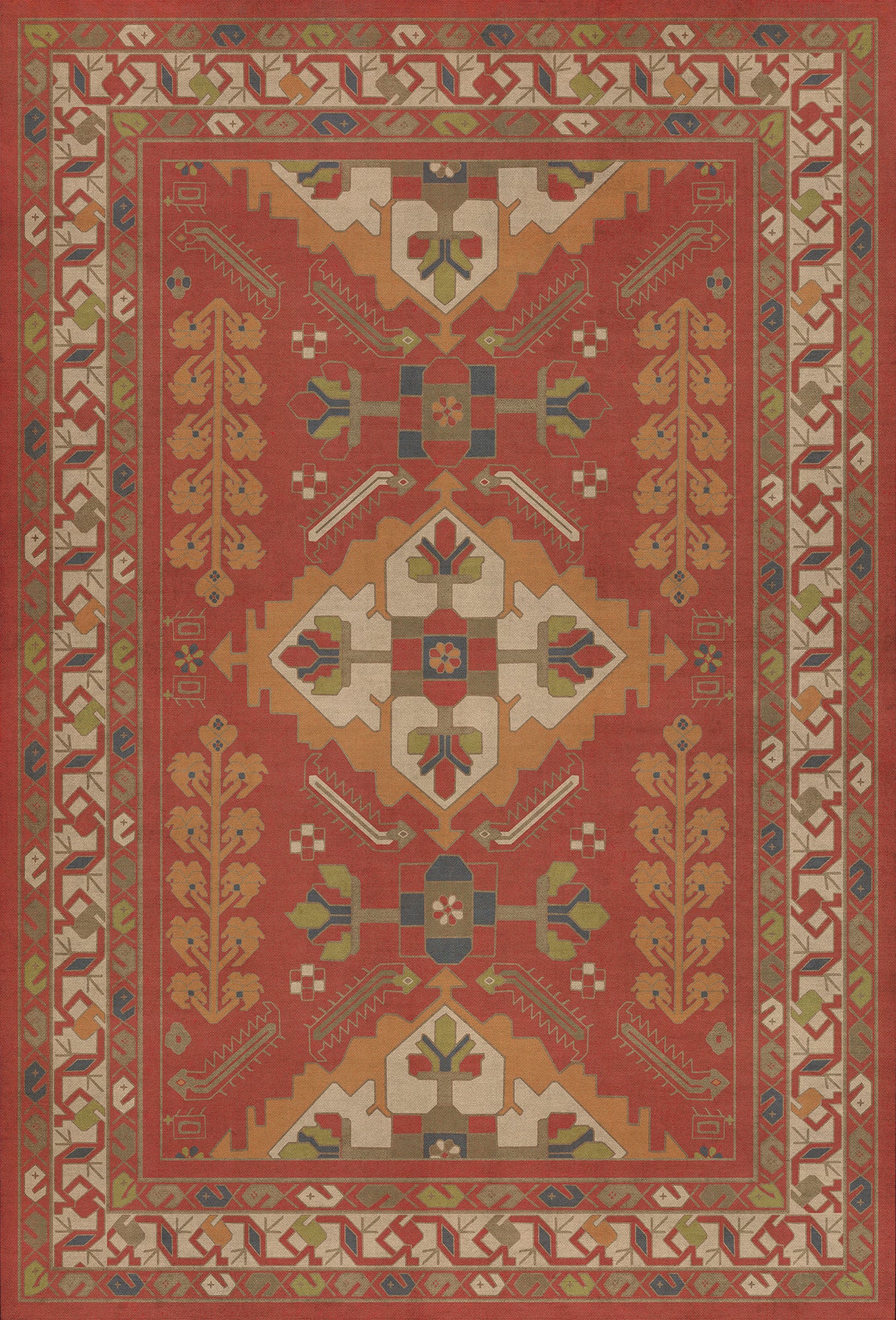 Persian Bazaar - Hamadan - Arkadas 38x56 Vintage Vinyl Floorcloth