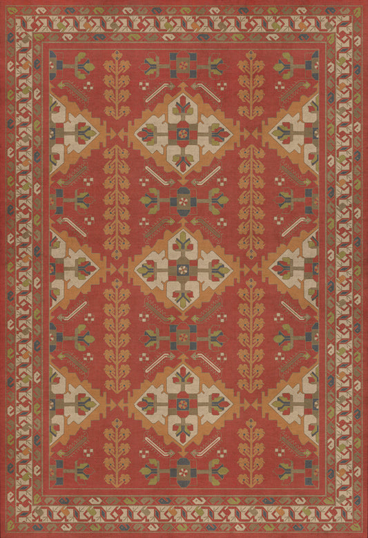 Persian Bazaar - Hamadan - Arkadas 52x76 Vintage Vinyl Floorcloth