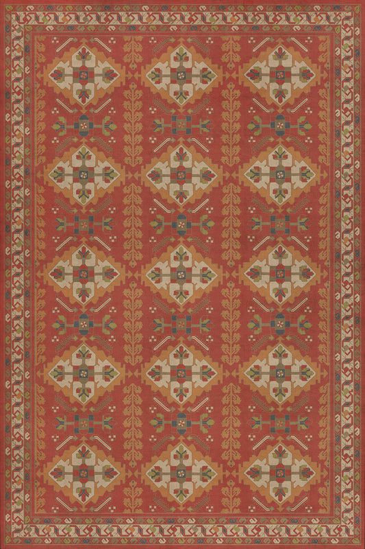 Persian Bazaar - Hamadan - Arkadas 72x108 Vintage Vinyl Floorcloth