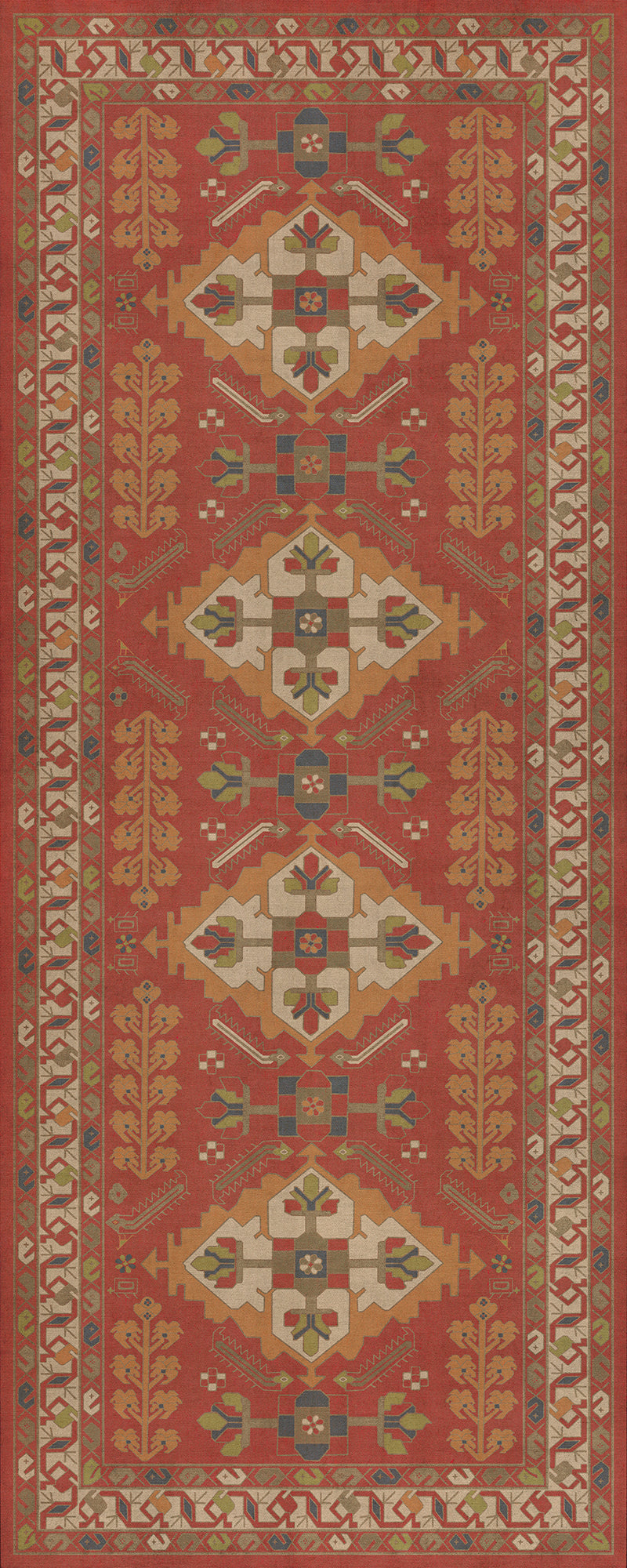 Persian Bazaar - Hamadan - Arkadas 36x90 Vintage Vinyl Floorcloth