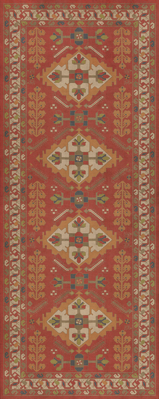 Persian Bazaar - Hamadan - Arkadas 36x90 Vintage Vinyl Floorcloth