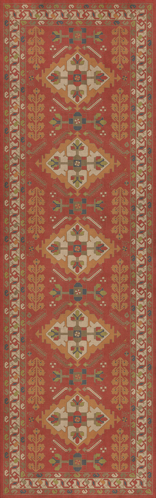 Persian Bazaar - Hamadan - Arkadas 36x115 Vintage Vinyl Floorcloth