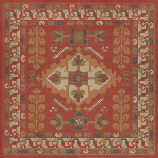 Persian Bazaar - Hamadan - Arkadas 36x36 Vintage Vinyl Floorcloth