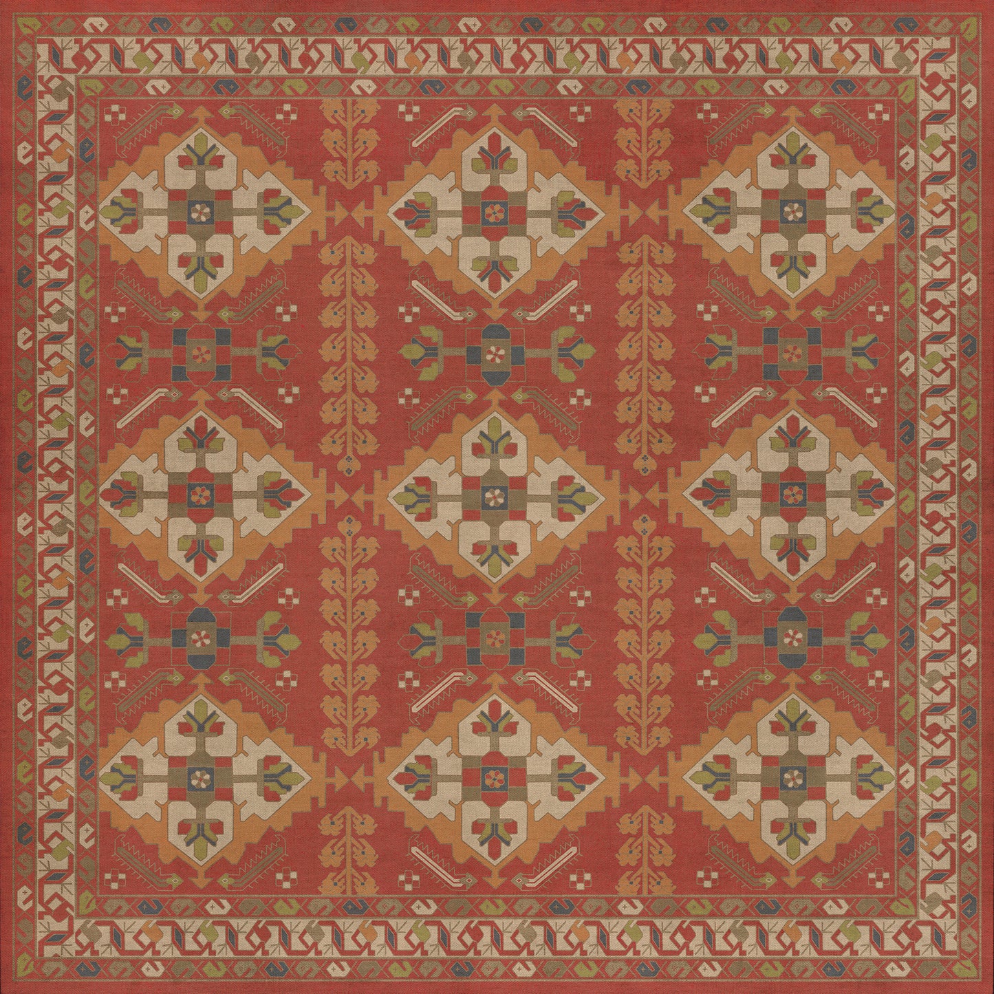 Persian Bazaar - Hamadan - Arkadas 60x60 Vintage Vinyl Floorcloth