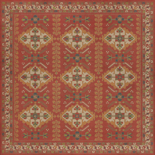 Persian Bazaar - Hamadan - Arkadas 72x72 Vintage Vinyl Floorcloth