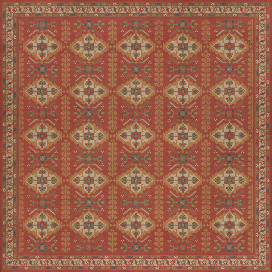 Persian Bazaar - Hamadan - Arkadas 96x96 Vintage Vinyl Floorcloth