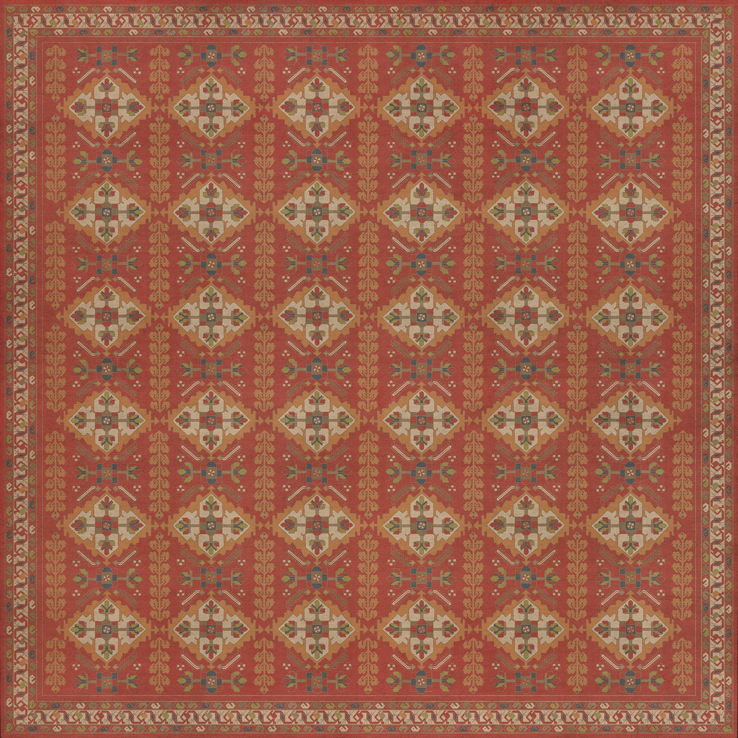 Persian Bazaar - Hamadan - Arkadas 120x120 Vintage Vinyl Floorcloth