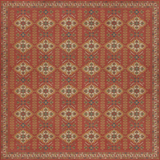 Persian Bazaar - Hamadan - Arkadas 120x120 Vintage Vinyl Floorcloth
