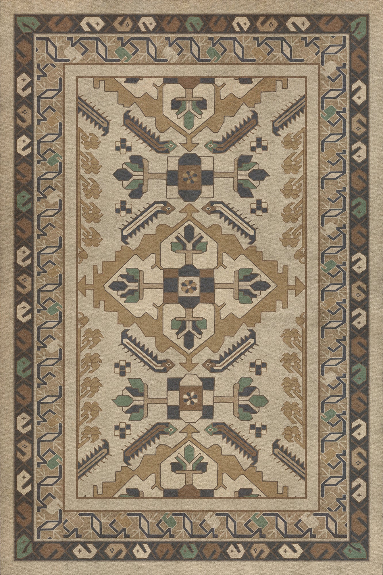 Persian Bazaar - Hamadan - Babayani 20x30 Vintage Vinyl Floorcloth