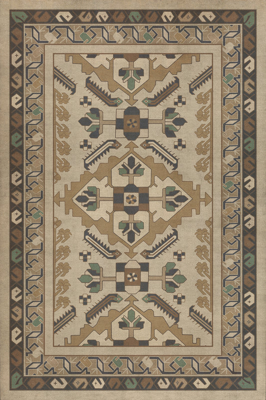 Persian Bazaar - Hamadan - Babayani 20x30 Vintage Vinyl Floorcloth