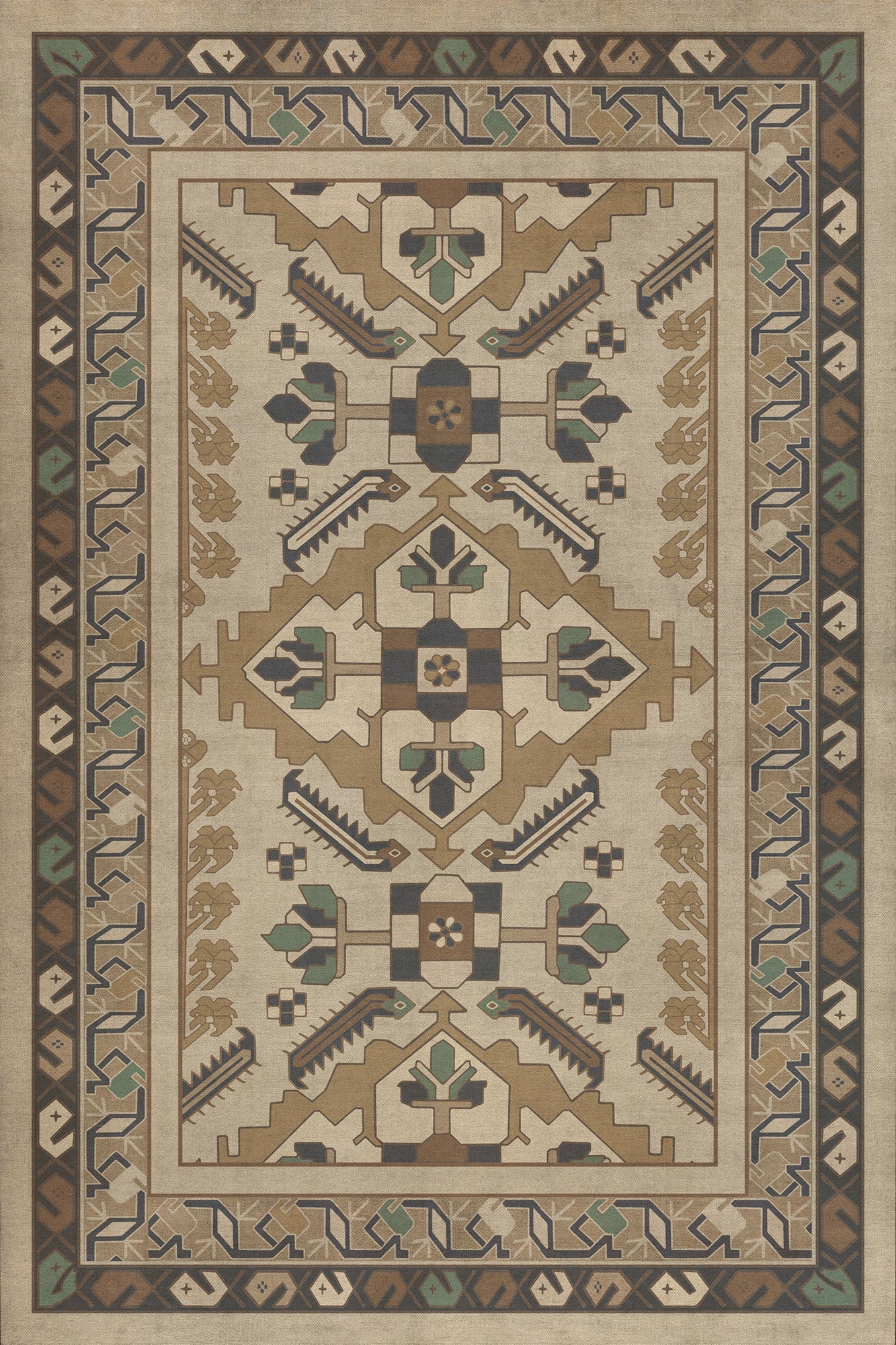 Persian Bazaar - Hamadan - Babayani 24x36 Vintage Vinyl Floorcloth
