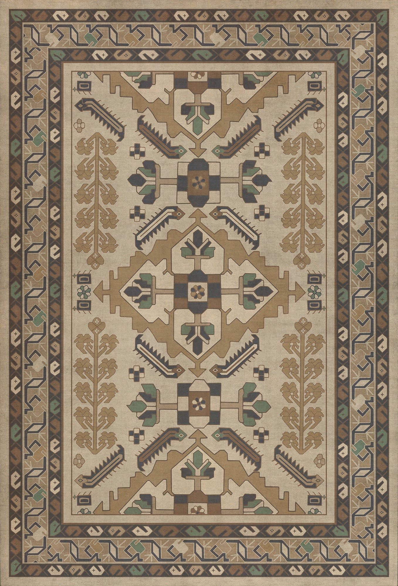 Persian Bazaar - Hamadan - Babayani 38x56 Vintage Vinyl Floorcloth
