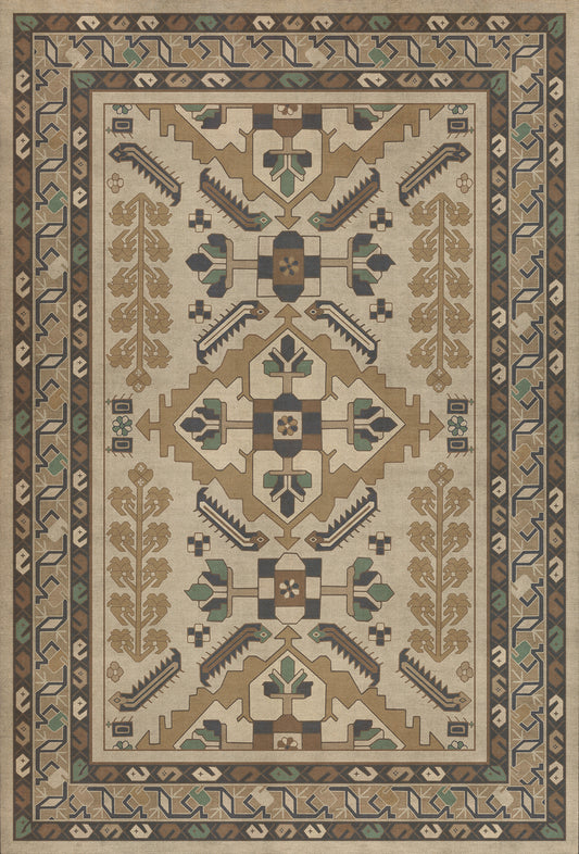 Persian Bazaar - Hamadan - Babayani 38x56 Vintage Vinyl Floorcloth