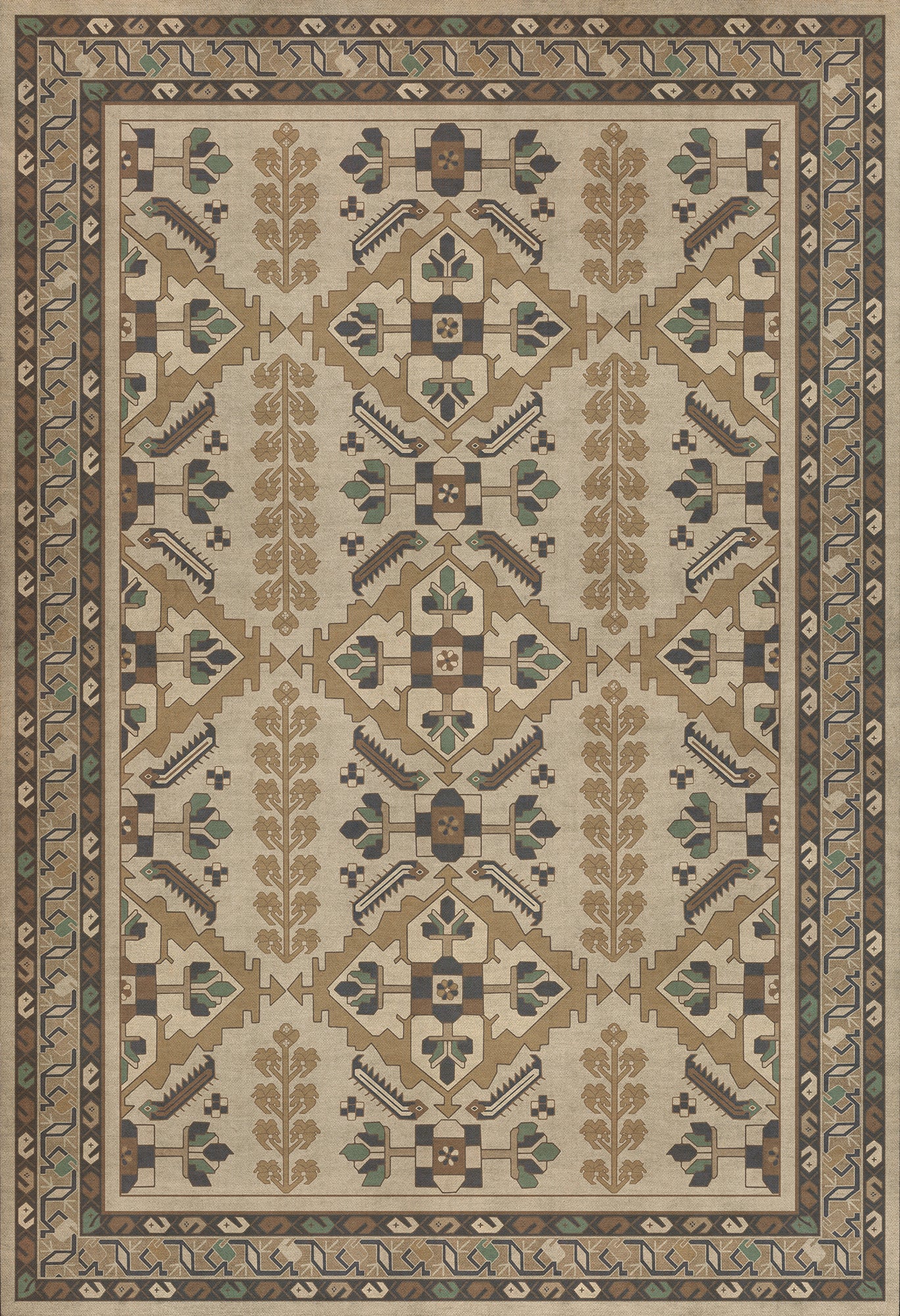 Persian Bazaar - Hamadan - Babayani 52x76 Vintage Vinyl Floorcloth
