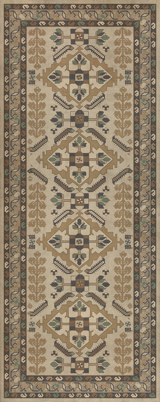 Persian Bazaar - Hamadan - Babayani 36x90 Vintage Vinyl Floorcloth