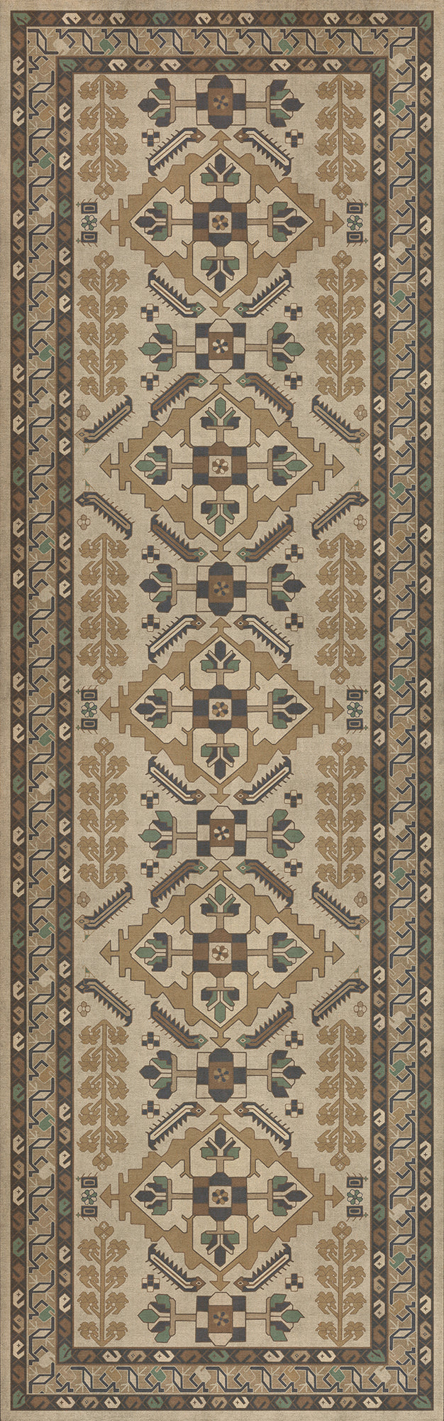 Persian Bazaar - Hamadan - Babayani 36x115 Vintage Vinyl Floorcloth