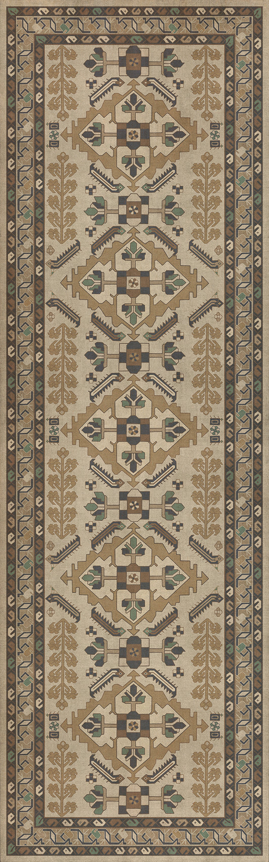 Persian Bazaar - Hamadan - Babayani 36x115 Vintage Vinyl Floorcloth