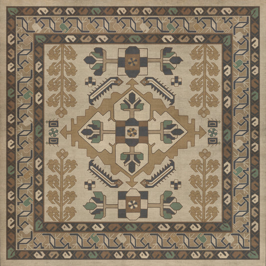 Persian Bazaar - Hamadan - Babayani 36x36 Vintage Vinyl Floorcloth