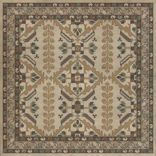 Persian Bazaar - Hamadan - Babayani 48x48 Vintage Vinyl Floorcloth