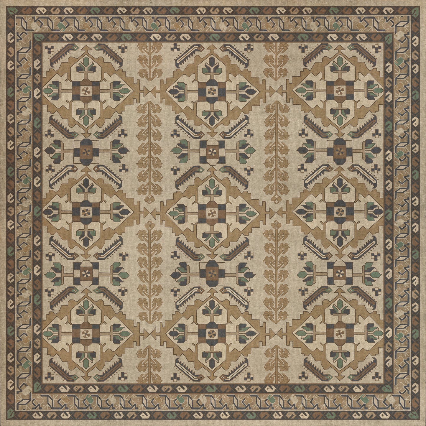 Persian Bazaar - Hamadan - Babayani 60x60 Vintage Vinyl Floorcloth