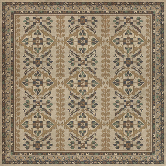 Persian Bazaar - Hamadan - Babayani 72x72 Vintage Vinyl Floorcloth