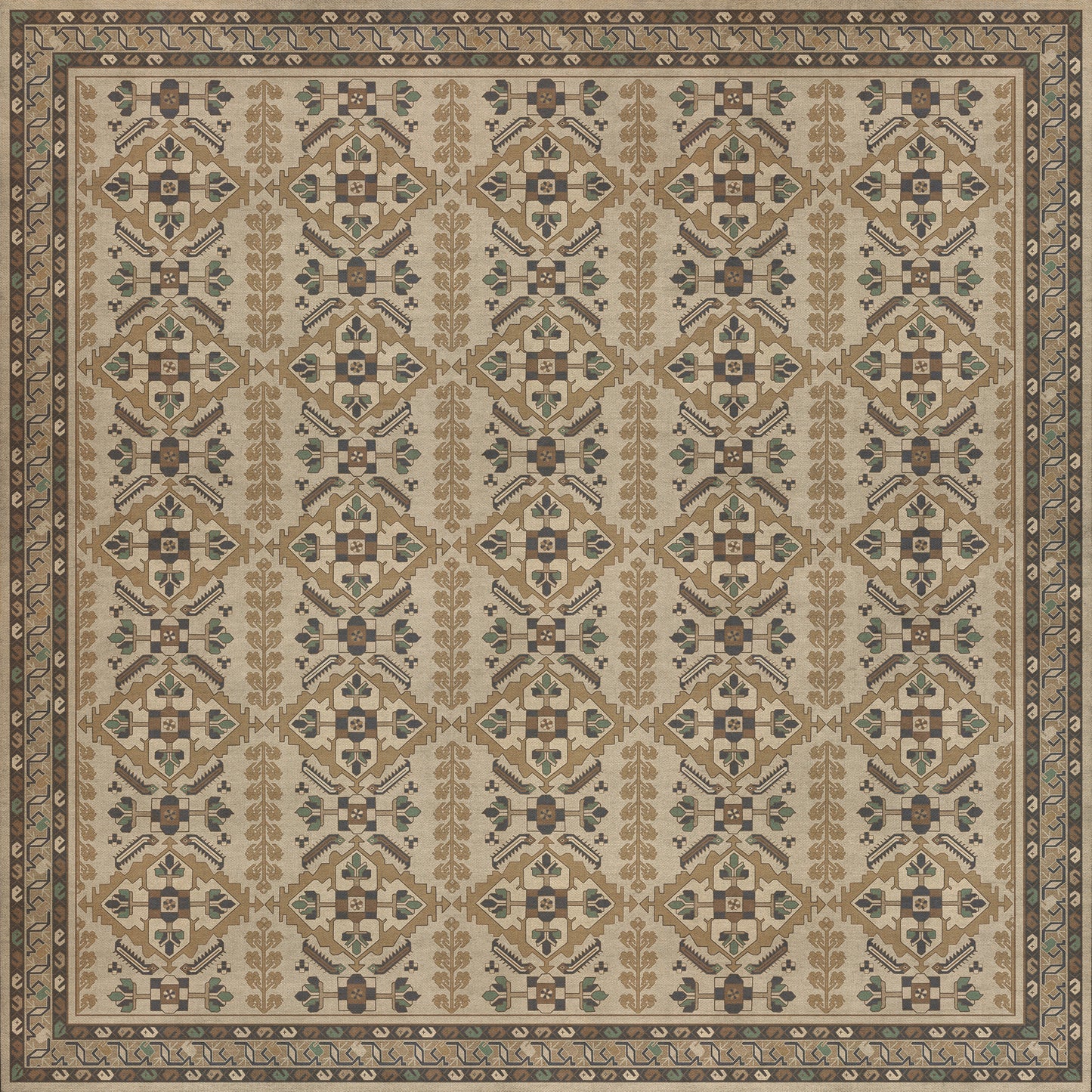 Persian Bazaar - Hamadan - Babayani 96x96 Vintage Vinyl Floorcloth