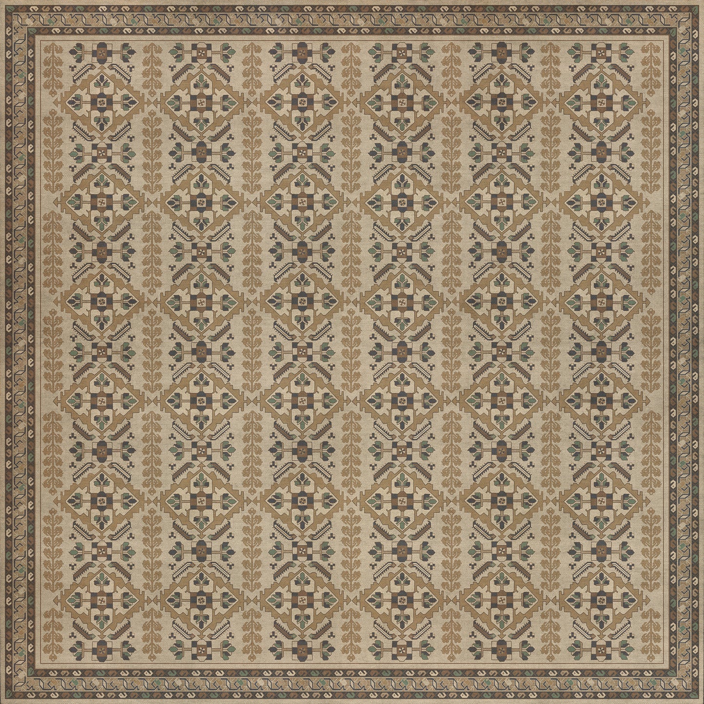 Persian Bazaar - Hamadan - Babayani 120x120 Vintage Vinyl Floorcloth