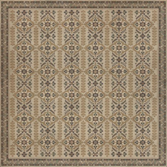 Persian Bazaar - Hamadan - Babayani 120x120 Vintage Vinyl Floorcloth