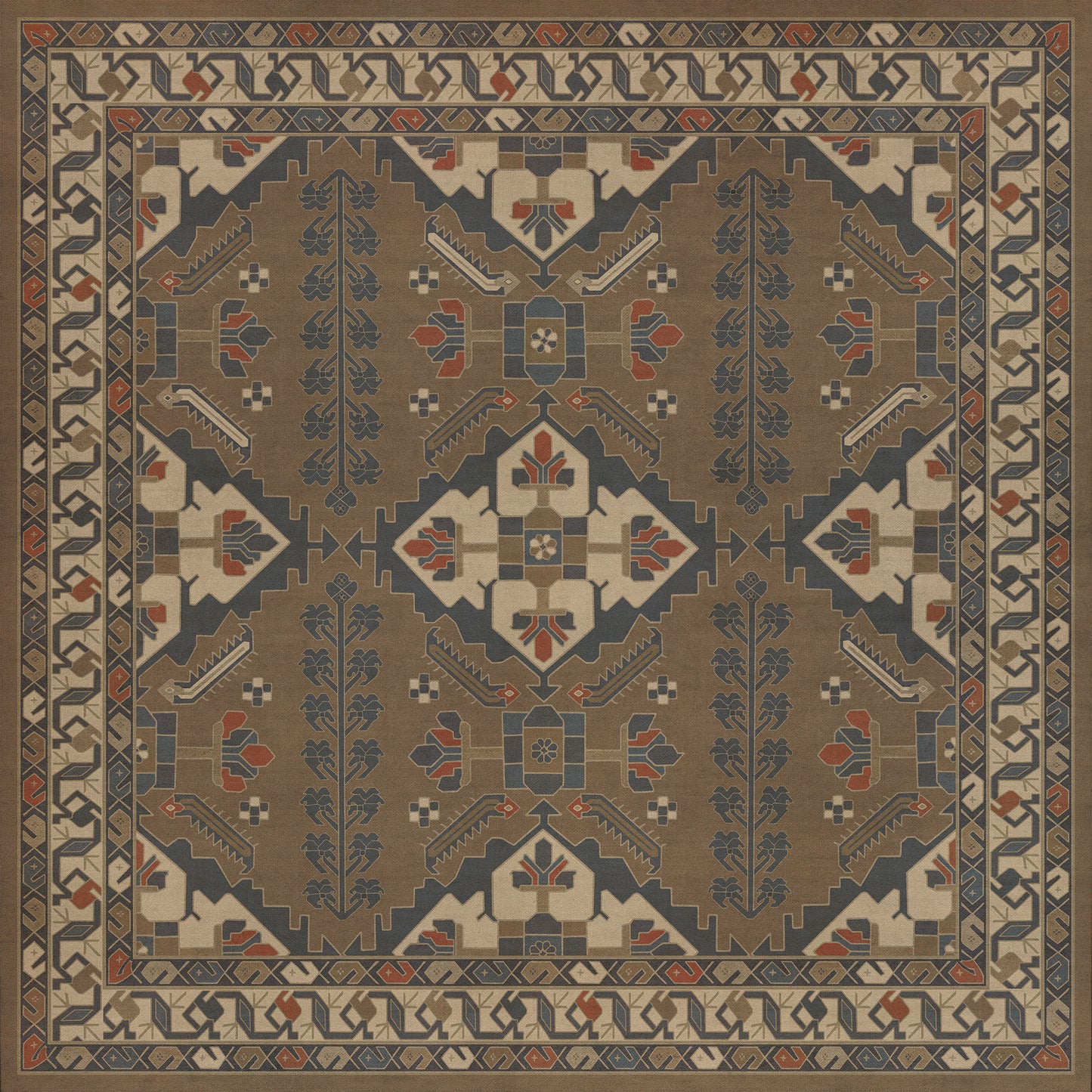 Persian Bazaar - Hamadan - Hadi 48x48 Vintage Vinyl Floorcloth