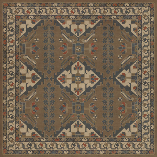 Persian Bazaar - Hamadan - Hadi 48x48 Vintage Vinyl Floorcloth