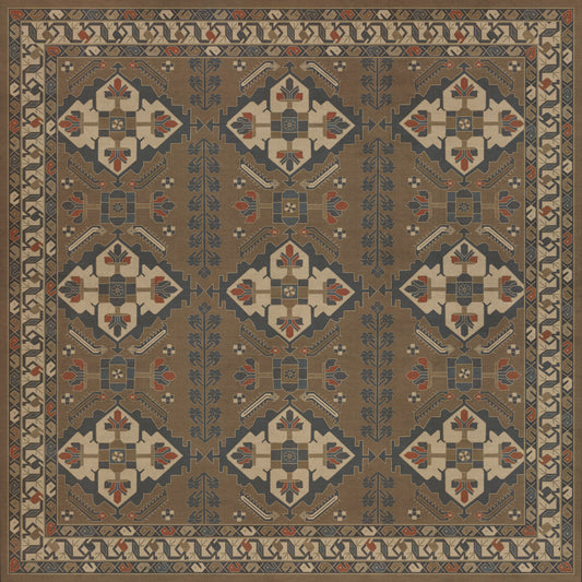 Persian Bazaar - Hamadan - Hadi 60x60 Vintage Vinyl Floorcloth