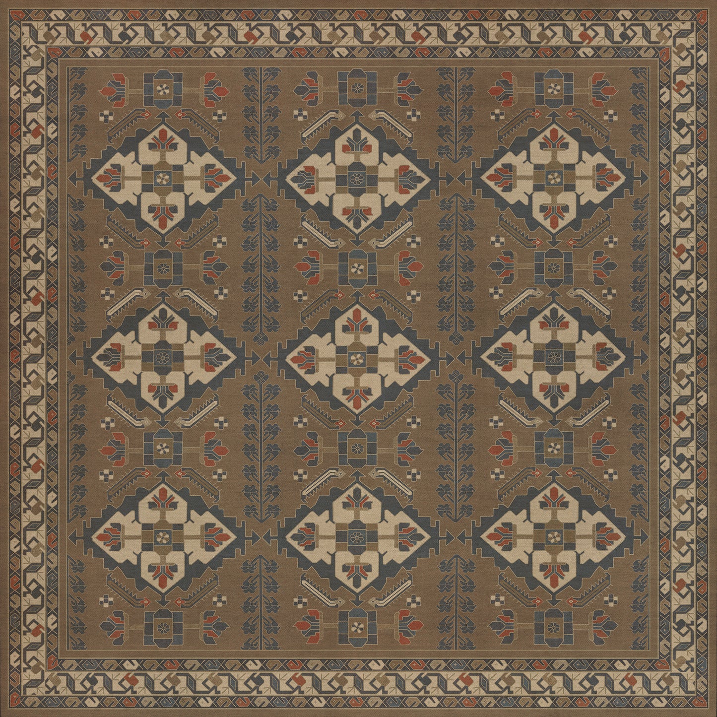 Persian Bazaar - Hamadan - Hadi 72x72 Vintage Vinyl Floorcloth