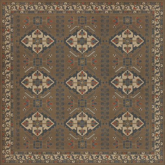 Persian Bazaar - Hamadan - Hadi 72x72 Vintage Vinyl Floorcloth
