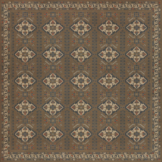 Persian Bazaar - Hamadan - Hadi 96x96 Vintage Vinyl Floorcloth