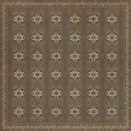 Persian Bazaar - Hamadan - Hadi 120x120 Vintage Vinyl Floorcloth