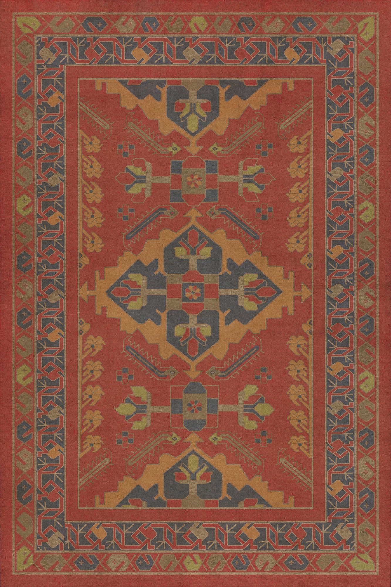 Persian Bazaar - Hamadan - Memnu 24x36 Vintage Vinyl Floorcloth
