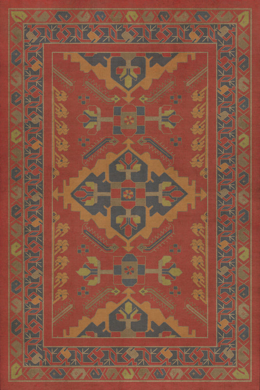 Persian Bazaar - Hamadan - Memnu 24x36 Vintage Vinyl Floorcloth