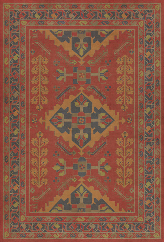 Persian Bazaar - Hamadan - Memnu 38x56 Vintage Vinyl Floorcloth