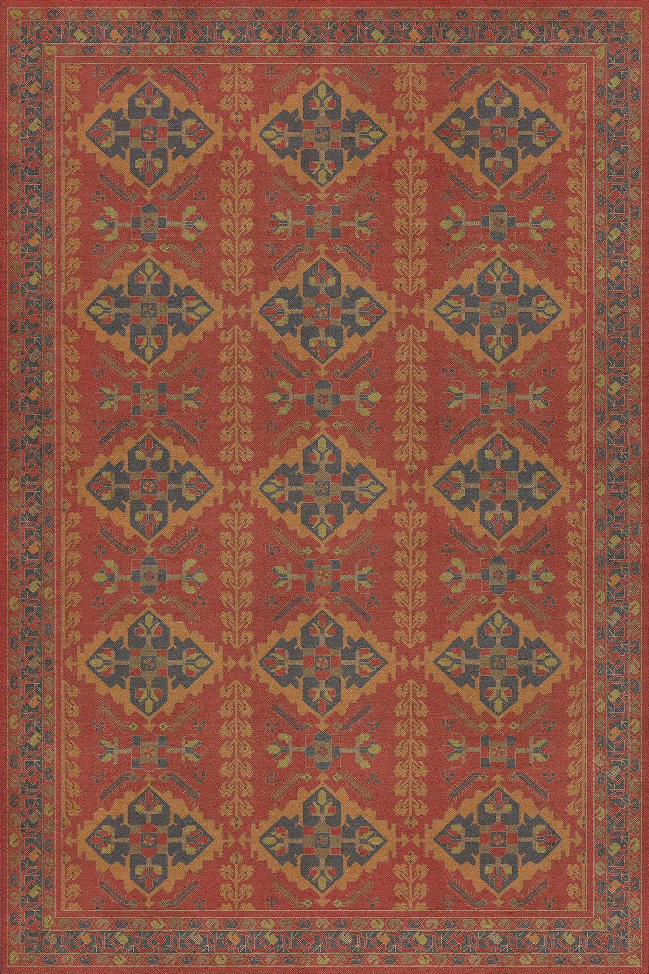 Persian Bazaar - Hamadan - Memnu 72x108 Vintage Vinyl Floorcloth