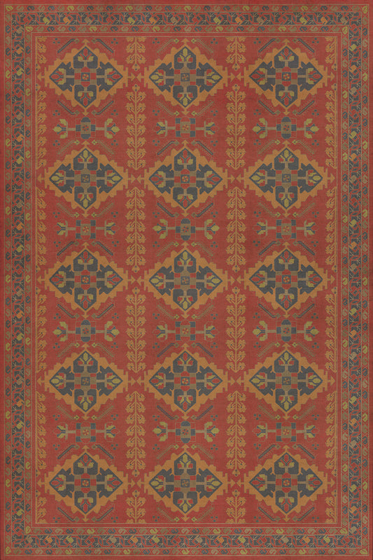 Persian Bazaar - Hamadan - Memnu 72x108 Vintage Vinyl Floorcloth