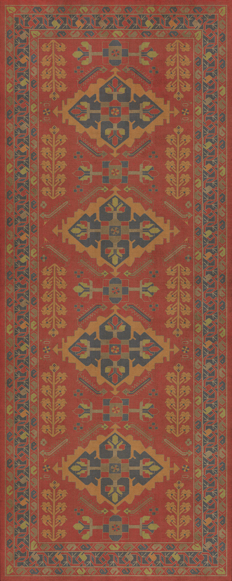 Persian Bazaar - Hamadan - Memnu 36x90 Vintage Vinyl Floorcloth