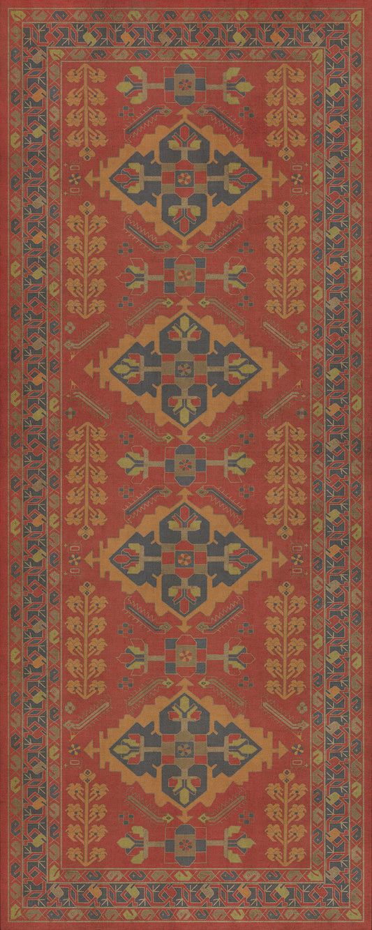 Persian Bazaar - Hamadan - Memnu 36x90 Vintage Vinyl Floorcloth