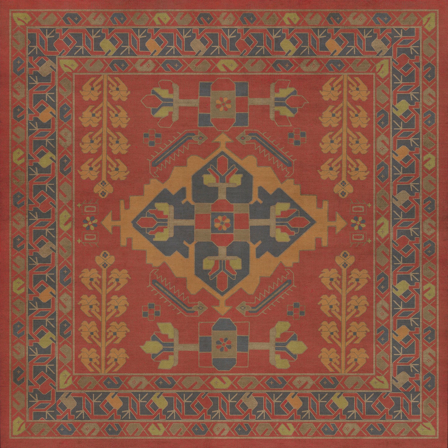 Persian Bazaar - Hamadan - Memnu 36x36 Vintage Vinyl Floorcloth