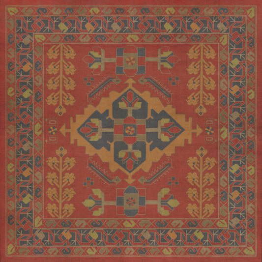 Persian Bazaar - Hamadan - Memnu 36x36 Vintage Vinyl Floorcloth