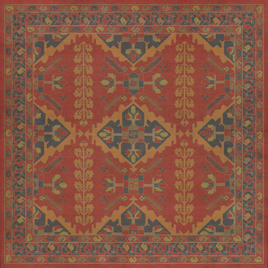 Persian Bazaar - Hamadan - Memnu 48x48 Vintage Vinyl Floorcloth
