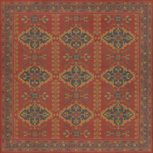 Persian Bazaar - Hamadan - Memnu 72x72 Vintage Vinyl Floorcloth