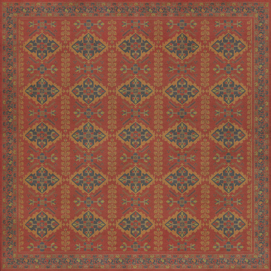 Persian Bazaar - Hamadan - Memnu 96x96 Vintage Vinyl Floorcloth