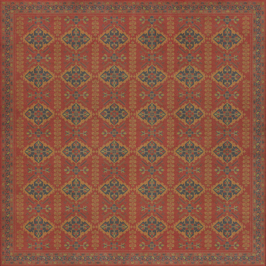 Persian Bazaar - Hamadan - Memnu 120x120 Vintage Vinyl Floorcloth