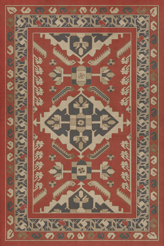 Persian Bazaar - Hamadan - Kismet 20x30 Vintage Vinyl Floorcloth